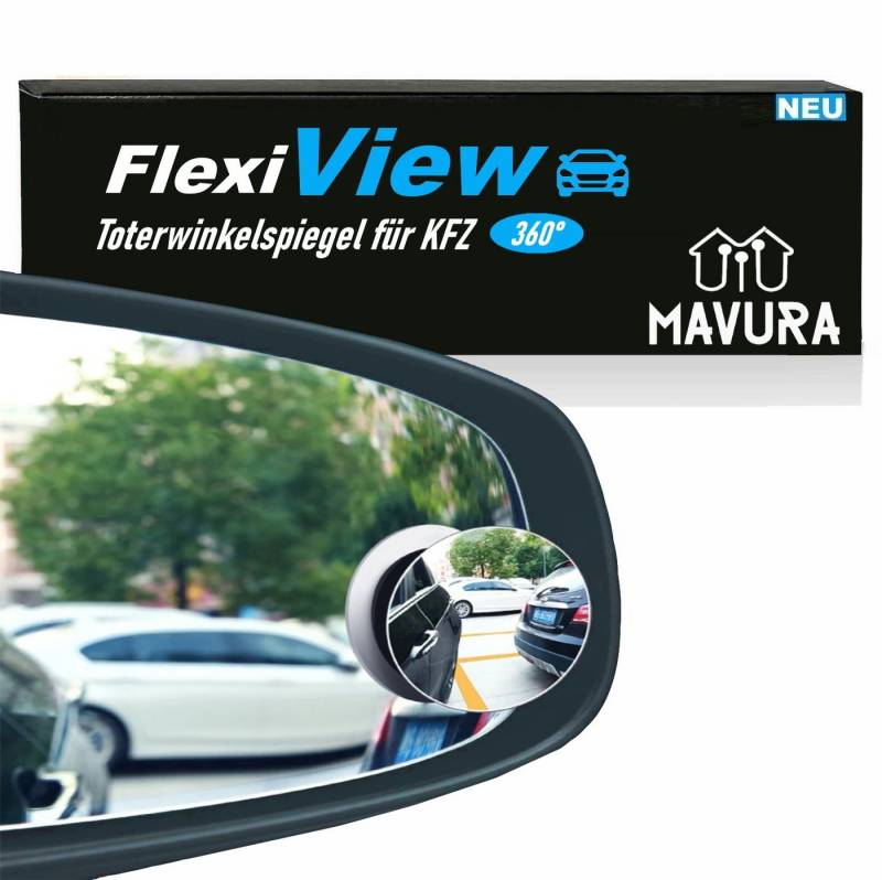 MAVURA Spiegel FlexiView Toter Winkel Spiegel 360° verstellbarer Klebe Auto (Zusatz Spiegel Weitwinkelspiegel), Außenspiegel Autospiegel Aufkleber 50mm [2er Set] von MAVURA