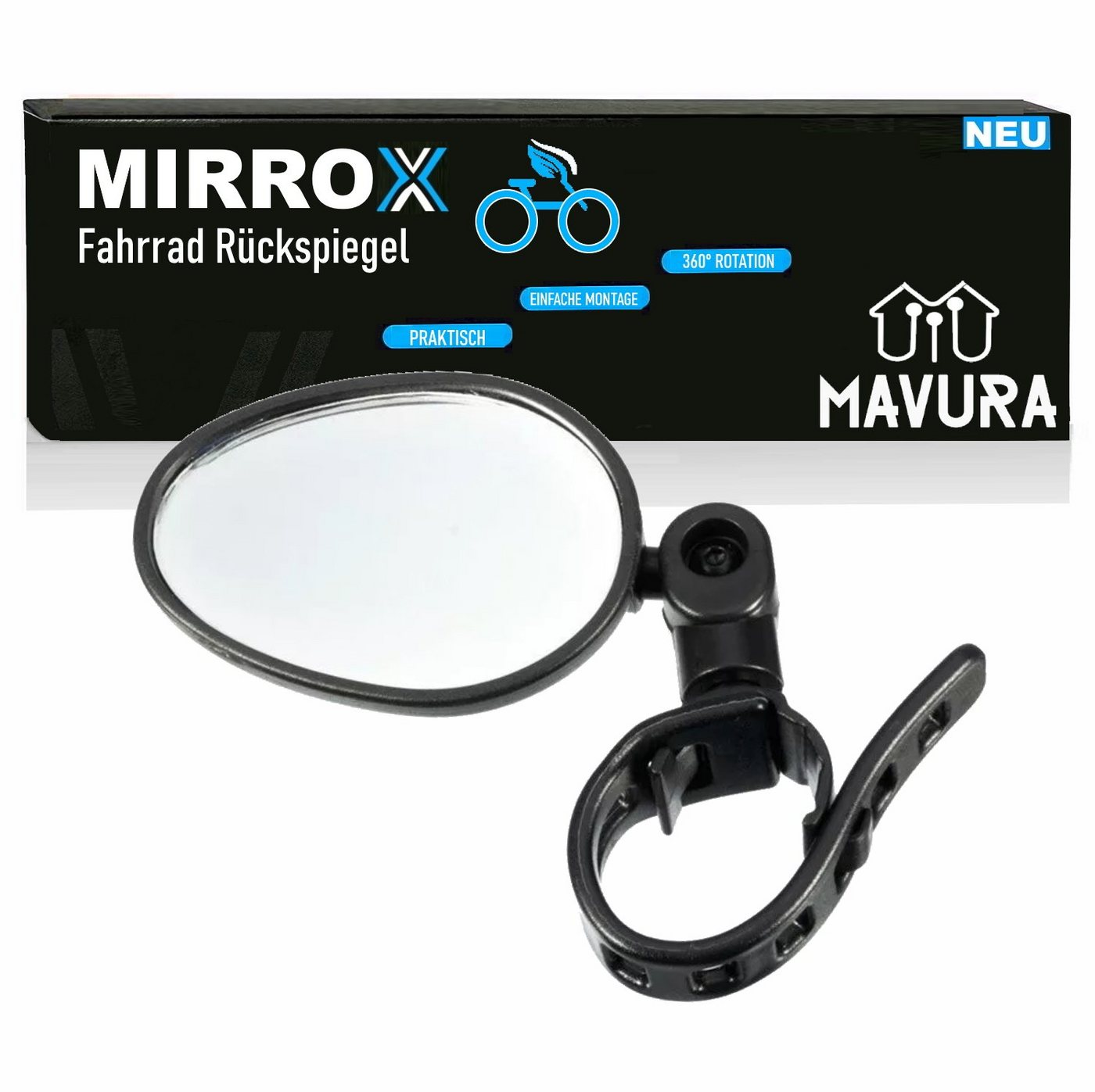 MAVURA Spiegel MIRROX Fahrrad Rückspiegel 360° Fahrradspiegel für Lenker, Universal Bike eBike Verstellbar von MAVURA