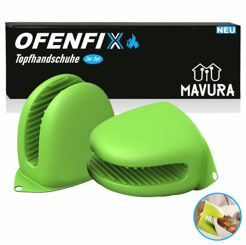 MAVURA Topfhandschuhe OFENFIX Mini Ofenhandschuhe Silikon Topf Handschuhe Anti Rutsch, Hitzebeständige Topflappen Kochhandschuhe hitzebeständig [2er] von MAVURA