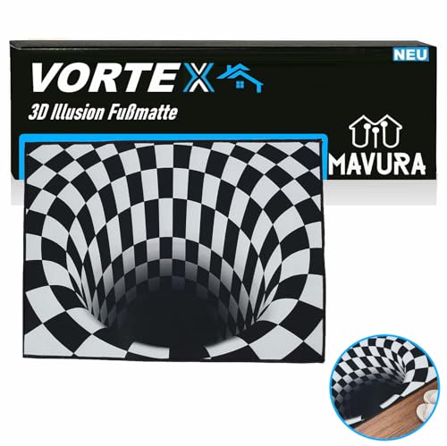 MAVURA Vortex 3D Illusion Fußmatte Türmatte Schmutzfangmatte Teppich optische Täuschung Bodenmatte Außen Innen waschbar rutschfest 60x40cm von MAVURA