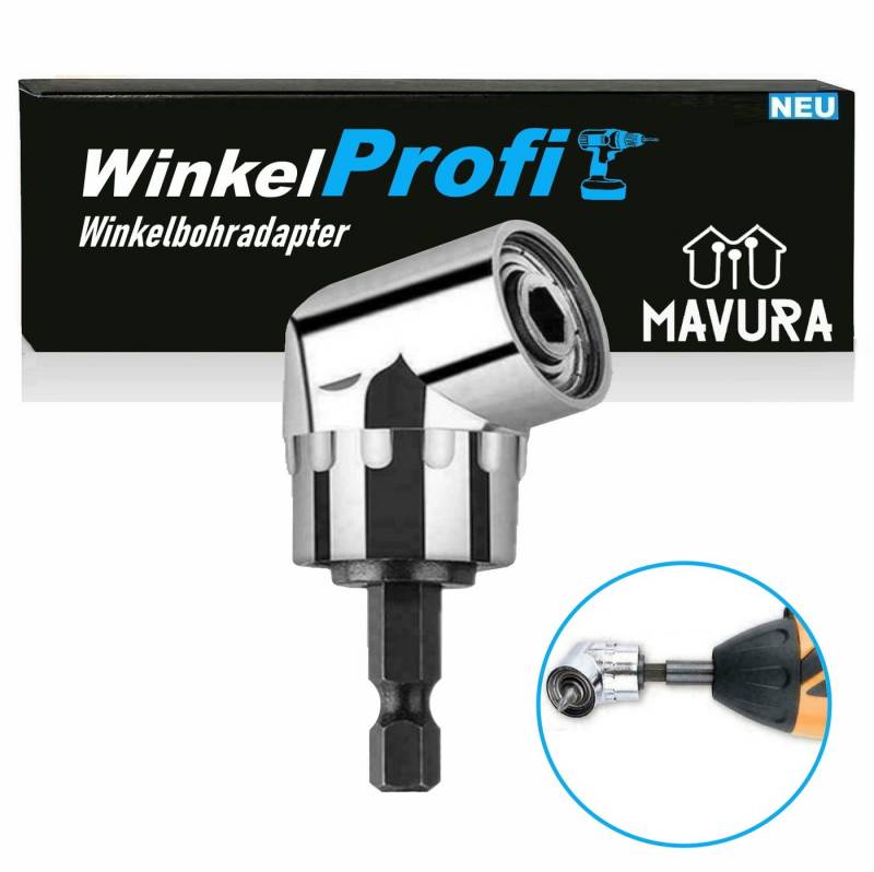 MAVURA Winkelschraubvorsatz WinkelProfi Winkelbohrer Winkelschrauber Aufsatz Winkelbohradapter, Winkelbohrvorsatz Winkelaufsatz Winkel Adapter Winkelbohrkopf 105° von MAVURA