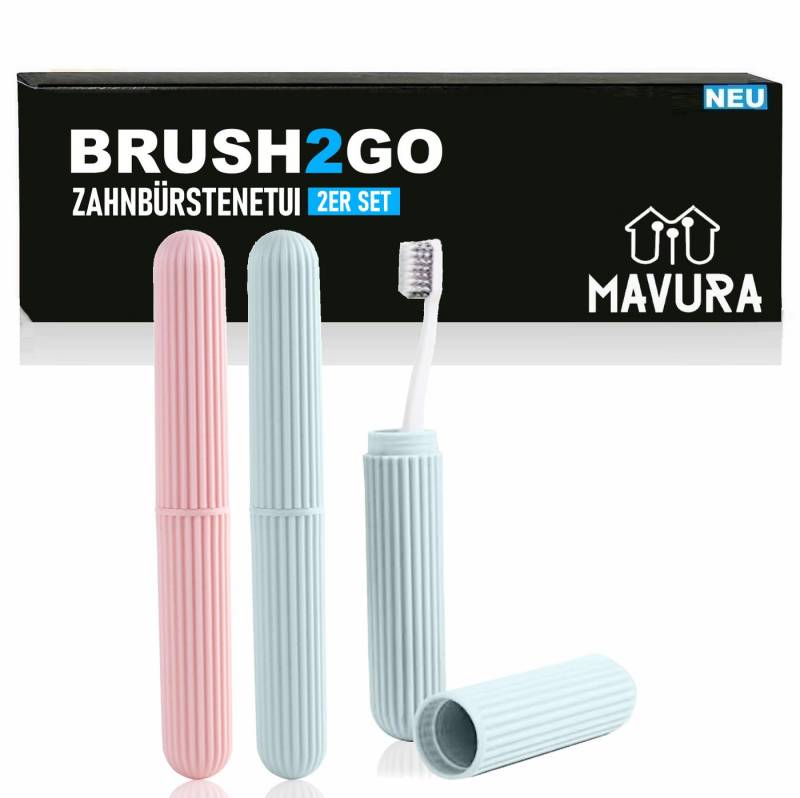 MAVURA Zahnputzbecher BRUSH2GO Zahnbürsten-Etui Transport- und Aufbewahrungsbox, 2er Set von MAVURA