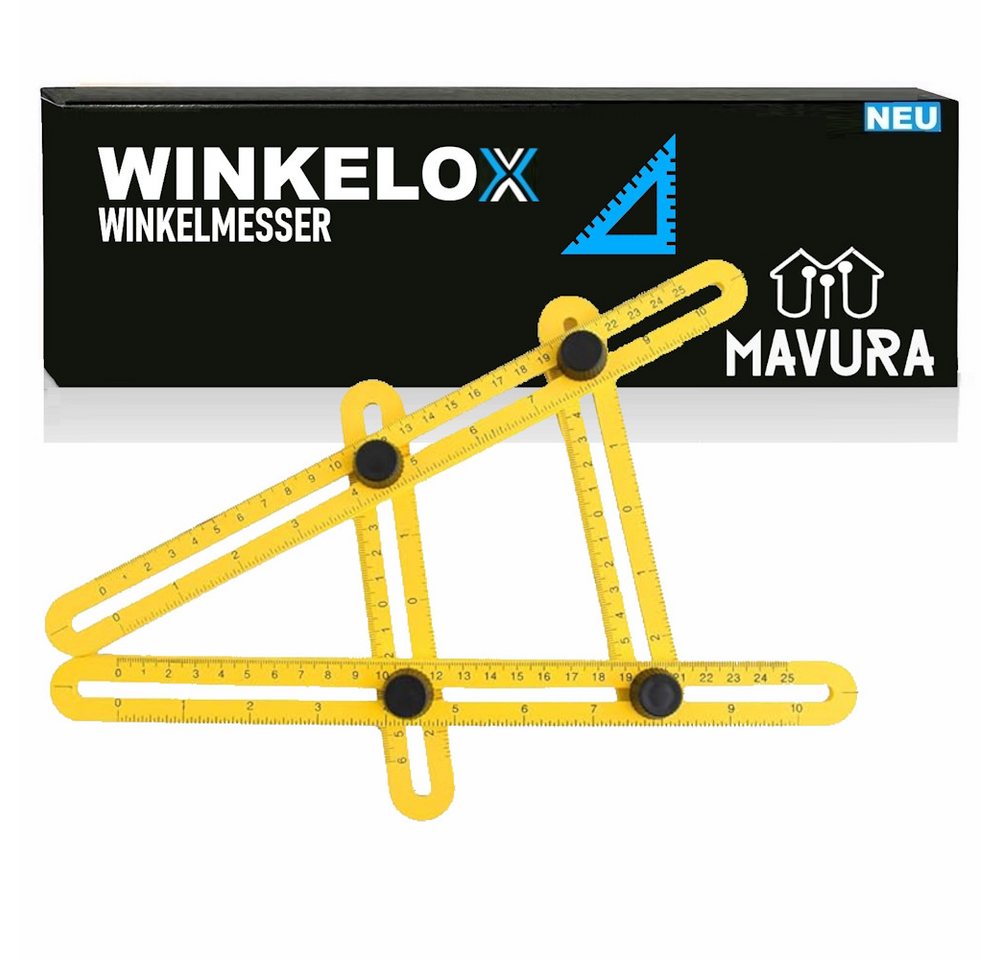 MAVURA Winkelmesser WINKELOX Winkelschablone Verstellbare Konturenlehre Schablone, (Lineal Winkel Messgerät), Winkelschmiege Treppe Fliesen Messwinkel Schmiege von MAVURA