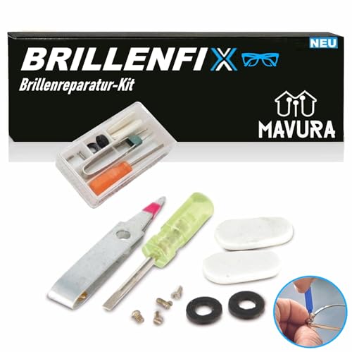 MAVURATools Brillen Reparatur Set Mini Brillenreparatur Kit Reiseset Mini Schraubendreher Schraubenzieher Schrauben Zange Nasenpolster Unterlegscheiben [10teilig] von MAVURA