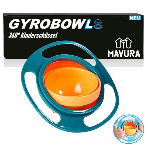 MKIDS GyroBowl Kinder Schale 360° rotierende Baby Gyro Schüssel Teller Babyschüssel Snackschüssel Kinderschale auslaufsicher von MAVURA