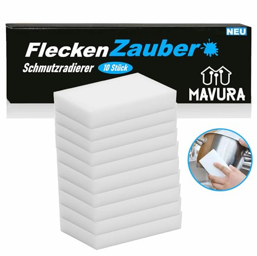 FleckenZauber Radierschwamm Magic Eraser Zauberschwamm Schmutzradierer (Wunderschwamm Fleckenentferner Reinigungsschwamm Putzschwamm [10er Set) von MAVURA