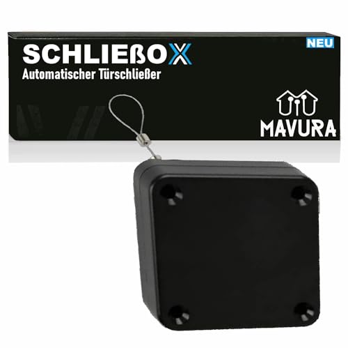 SCHLIEßOX Automatischer Türschließer Mini Türzieher Selbstzug, ohne Bohren innen außen schwarz von MAVURA