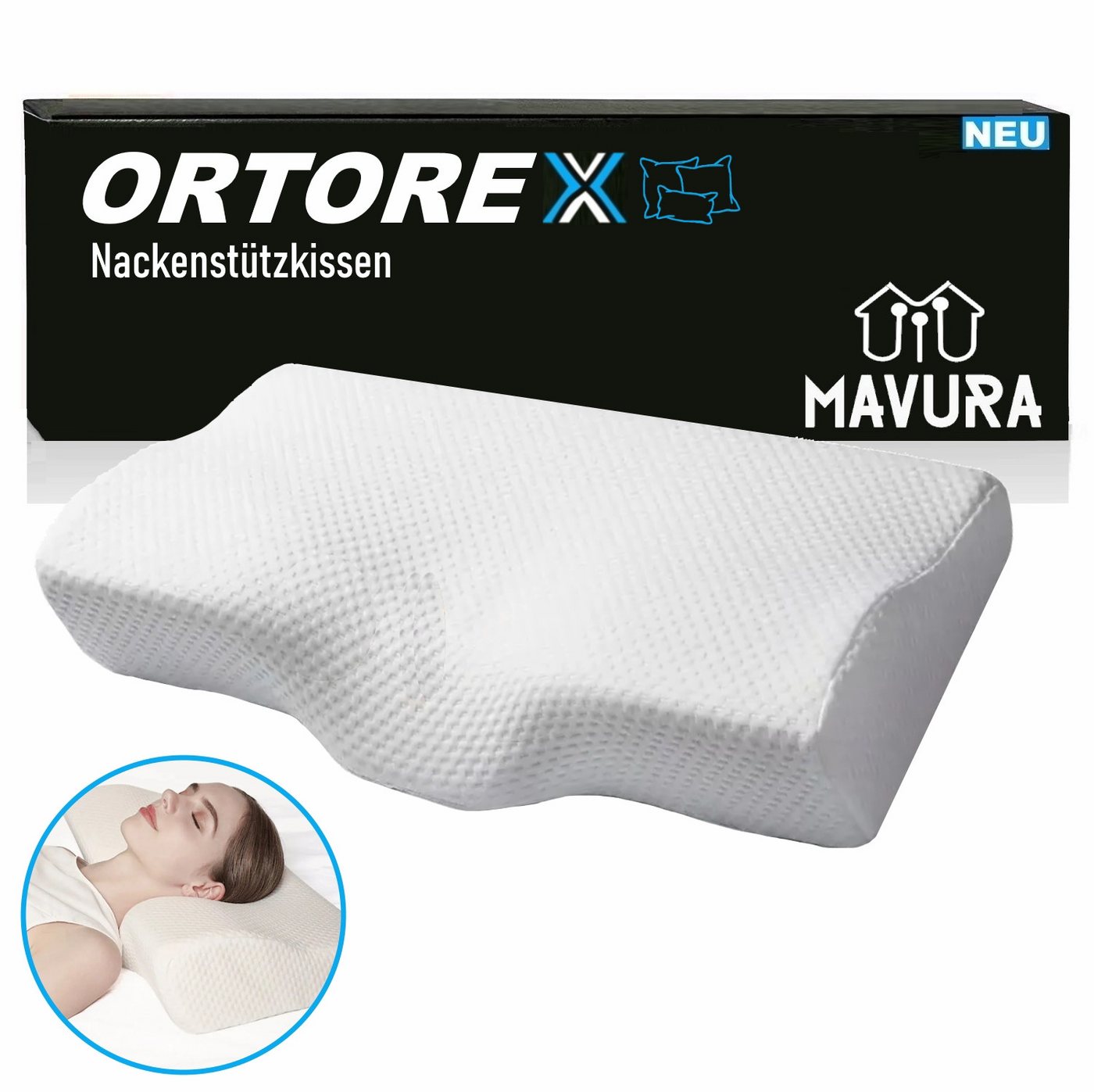 Schlafkissen ORTOREX Ergonomisches Nackenstützkissen Nackenkissen, MAVURA, Nackenkissen Schlaf Kopfkissen, Schlaf Kopfkissen Kissen Rückenschläfer Seitenschläfer Kissen von MAVURA