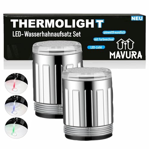 THERMOLIGHT LED Wasserhahn Aufsatz Licht Küche Bad Thermosensor (3 Farben [2er Set) Luftsprudler Wasserhahnaufsatz temperaturempfindlich von MAVURA
