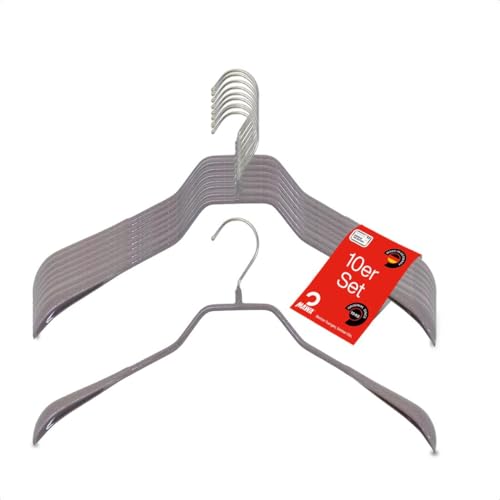 MAWA Kleiderbügel, Set mit 10 körpergeformten Metallkleiderbügeln, ideal für Mäntel, Jacken, Blazer und Anzüge, 360° drehbarer Haken, Antirutschbeschichtung, 42 cm, Steingrau MAWA Kleiderbügel, Set mit 10 körpergeformten Metallkleiderbügeln, ideal für Mäntel, Jacken, Blazer und Anzüge, 360° drehbarer Haken, Antirutschbeschichtung, 42 cm, Steingrau von MAWA