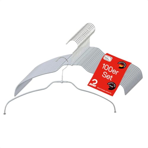 MAWA Kleiderbügel Light, Set mit 100 50% platzsparenden und rutschfesten Bügeln, ideal für Hemden und Blusen, mit 360° drehbarem Haken und Antirutschbeschichtung, 42 cm, Silber MAWA Kleiderbügel Light, Set mit 100 50% platzsparenden und rutschfesten Bügeln, ideal für Hemden und Blusen, mit 360° drehbarem Haken und Antirutschbeschichtung, 42 cm, Silber von MAWA