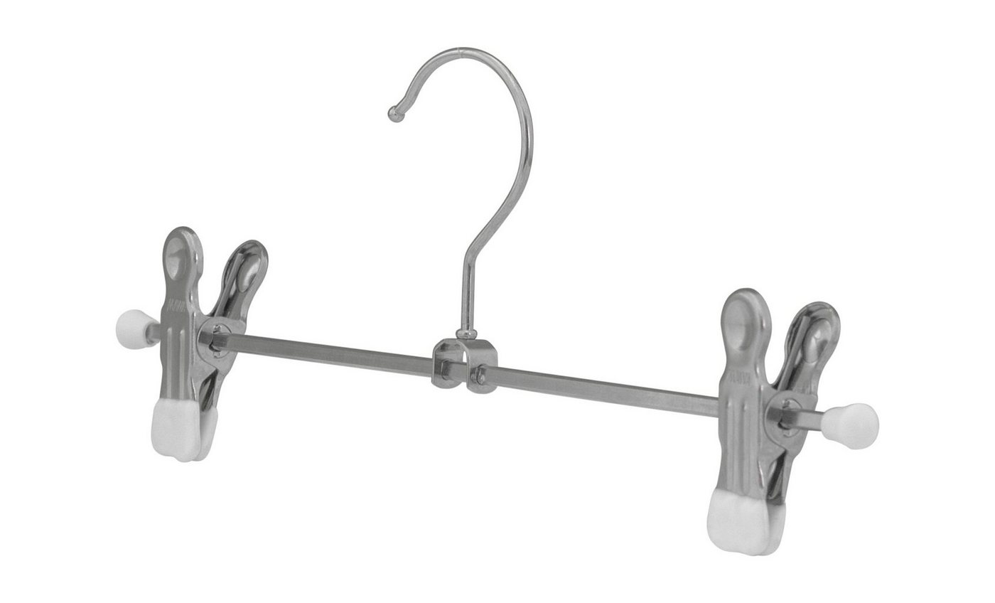 MAWA Kleiderbügel MAWA Clip K/D Klammernhalter, stabiler Hochkant-Stahlprofilsteg mit zwei verschiebbaren, rutschhemmend ummantelten Clips, mit Endschutzkappen, vielseitig einsetzbar, geeignet für Accessoires, 10 Stück von MAWA