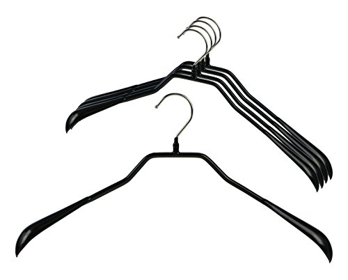 MAWA von Reston Macan Lloyd Bodyform Serie Antirutsch Platzspar Style 46/L extra breit Kleiderbügel für Jacken, Anzüge und Mäntel, 5 Stück, schwarz, schwarz, Set of 5 von MAWA