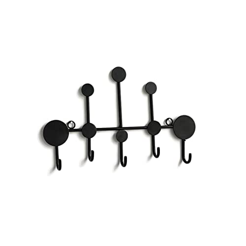 Wandhaken Multifunktionale wandmontierte Mantel Rack Modern Wandhalterung Aufhänger Auf Badezimmer Wohnzimmer Schlafzimmer Garderobenhaken(Black,5 hooks) von MAWERDCXG