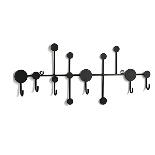 Wandhaken Multifunktionale wandmontierte Mantel Rack Modern Wandhalterung Aufhänger Auf Badezimmer Wohnzimmer Schlafzimmer Garderobenhaken(Black,6 hooks) von MAWERDCXG