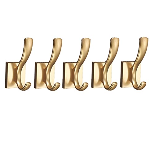 Wandhaken Wandmontierter Kleidergestell 5-teiliger Hochleistungs-Wandhaken Metall-Kleiderständer Hängende Mantel Hut Schlüssel Regenschirm Handtuch oder Bademantel Garderobenhaken(Gold) von MAWERDCXG