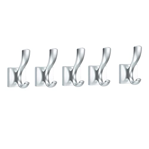 Wandhaken Wandmontierter Kleidergestell 5-teiliger Hochleistungs-Wandhaken Metall-Kleiderständer Hängende Mantel Hut Schlüssel Regenschirm Handtuch oder Bademantel Garderobenhaken(Silver) von MAWERDCXG