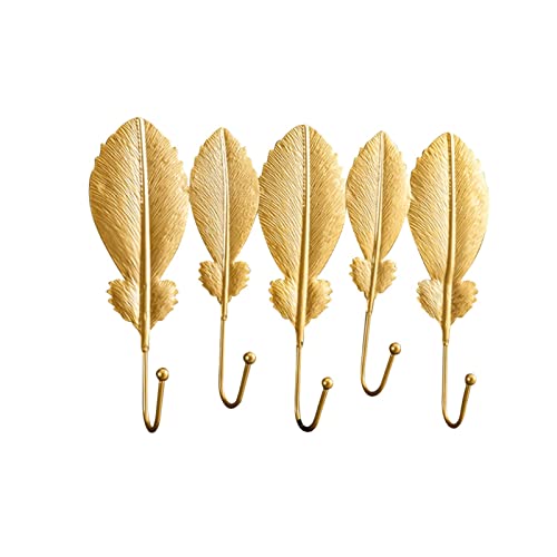 Wandhaken Wandmontierter Mantel Rack personalisierte Art Goldene Blattform Wandmantel Schlüssel Halter Hängende Roben Mäntel Kleidung Garderobenhaken(A) von MAWERDCXG