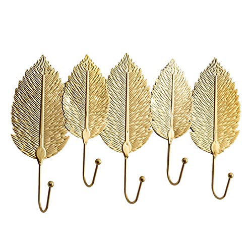 Wandhaken Wandmontierter Mantel Rack personalisierte Art Goldene Blattform Wandmantel Schlüssel Halter Hängende Roben Mäntel Kleidung Garderobenhaken(C) von MAWERDCXG