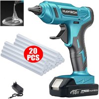 100-W-Akku-Heißklebepistole für Haus und Garten, Mini-Klebepistole + 20 Stück 11-mm-Klebestifte + 1x 3,0-A-Akku + Ladegerät, kompatibel mit von MAWIRON