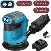 Mawiron - Exzenterschleifer, 125 mm kabelloser bürstenloser 18-V-Exzenterschleifer, mit 12 Schleifpapieren und Staubbeutel + 1 x 3,0-A-Akku + von MAWIRON