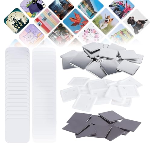 100 Sets 50 * 50 Mm Quadratblanke Button Maker Maschinenteile, Diy -kühlschrank -pin -maker -maschine Magnetversorgungen, Inklusive Metallabdeckung, Plastik -button -rückdeckabdeckung, Clear Film & Bl von MAWTUJZX