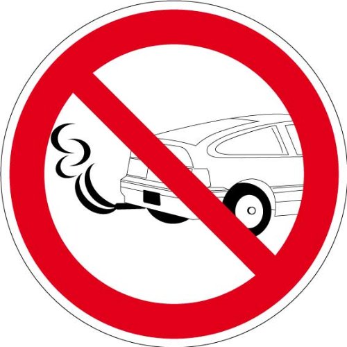 Verbotsschild "Motor abstellen - Vergiftungsgefahr!" aus selbstklebender Folie - in verschiedenen Größen erhältlich von MAX Systems