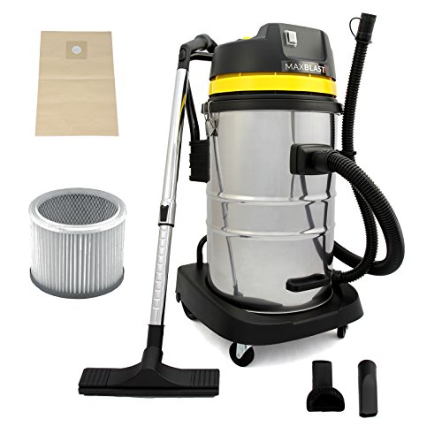 MAXBLAST MonsterShop 60 Liter 1400W Gewerbe Staubsauger Industriesauger Industriestaubsauger Nasssauger Trockensauger Mehrzwecksauger Trocken-und Nasssauger Sauger Gebäudereinigung Bodenpflege von MAXBLAST