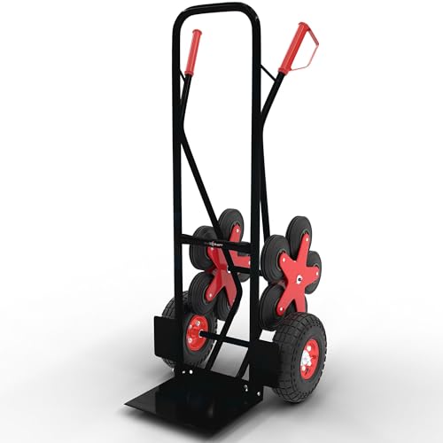 MAXCRAFT Sackkarre Treppenkarre bis 200 kg Treppensackkarre Transportkarre Treppensteiger - 12 Räder in Schwarz von MAXCRAFT