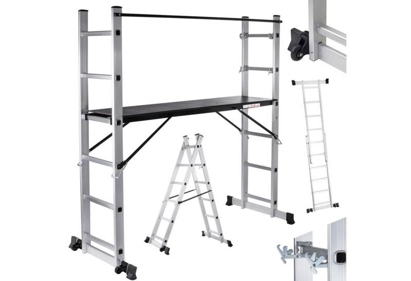 MAXCRAFT Vielzweckleiter Mobile Aluminium Arbeitsbühne / Multifunktionsgerüst mit Rollen von MAXCRAFT