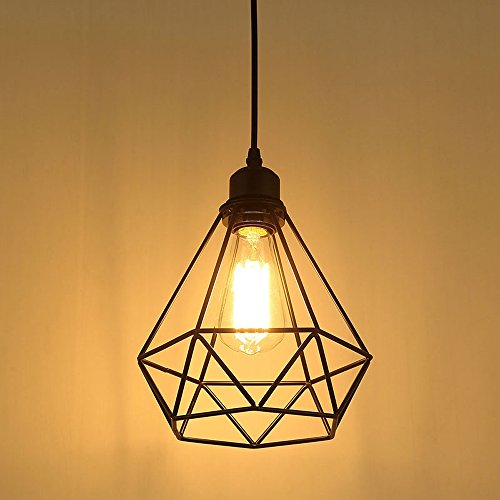 Vintage Pendelleuchte Hängelampe Käfig Hängende Lampe, E27 Lampen fassungstyp, Retro Lampenschirm Licht für Küche,Stab,Wohnzimmer von MAXDUYU