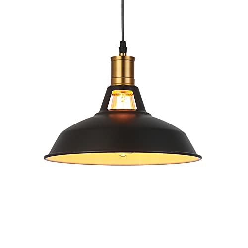 MAXDUYU Retro Pendelleuchte, Hängelampe Vintage Industrial Style Schwarz Metall Deckenleuchte E27 Fassung Hängeleuchte für Esszimmer Küche Restaurant,Ø27cm von MAXDUYU