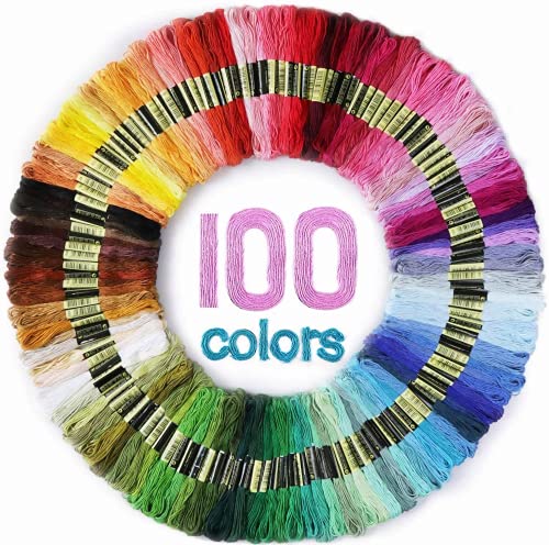 Maxee 100 Farben Stickgarn, Regenbogenfarbe, Stickgarn Wird für Kreuzstichfaden, Armbandfaden, Basteltwist, Kunsthandwerksdrehfaden von Maxee