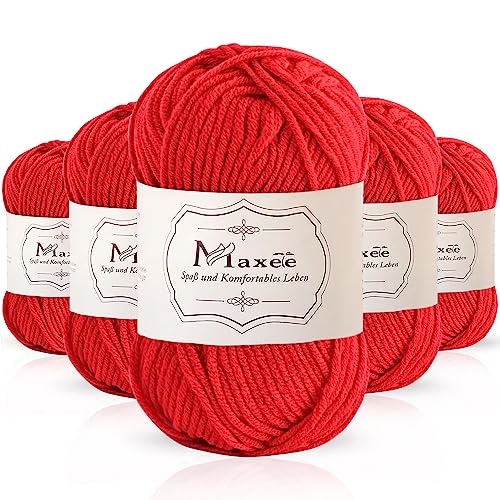 Maxee 250g(50gx5) Handstrickgarn Multicolor, Acryl Garn zum Stricken, Weicher Wolle zum Häkeln und Kunsthandwerk, Hand Knitting Garn zum Häkeln, Schals für Strickanfänger, Erfahrene Stricker von Maxee