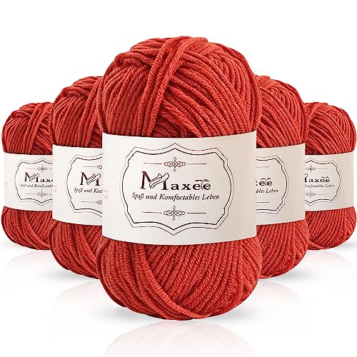 Maxee 250g（50g*5）Handstrickgarn Multicolor, Acryl Garn zum Stricken, Weicher Wolle zum Häkeln und Kunsthandwerk, Hand Knitting Garn zum Häkeln, Schals für Strickanfänger, Erfahrene Stricker von Maxee