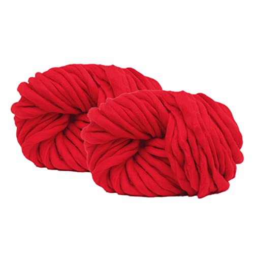 Maxee Sperrige Armstricken Wolle 500g (2 * 250 g), Bulky ArmStricken Wolle Roving, Grobe Isländische Wolle Core Yarn Garn, Grobstrick Weiches Wollgarn Decke Stricken für DIY Sofa Decke- 06 Rot von Maxee