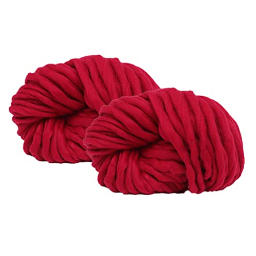 Maxee Sperrige Armstricken Wolle 500g (2 * 250 g), Bulky ArmStricken Wolle Roving, Grobe Isländische Wolle Core Yarn Garn, Grobstrick Weiches Wollgarn Decke Stricken für DIY Sofa Decke- Rot von Maxee