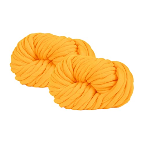 Maxee Sperrige Armstricken Wolle 500g (2 * 250 g), Bulky ArmStricken Wolle Roving, Grobe Isländische Wolle Core Yarn Garn, Grobstrick Weiches Wollgarn Decke Stricken für DIY Sofa Decke-Huhn Gelb von Maxee