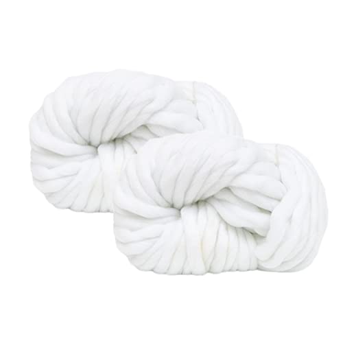 Maxee Sperrige Armstricken Wolle 500g (2*250 g), Bulky ArmStricken Wolle Roving, Grobe Isländische Wolle Core Yarn Garn, Grobstrick Weiches Wollgarn Decke Stricken für DIY Sofa Decke- Natürliches Weiß von Maxee