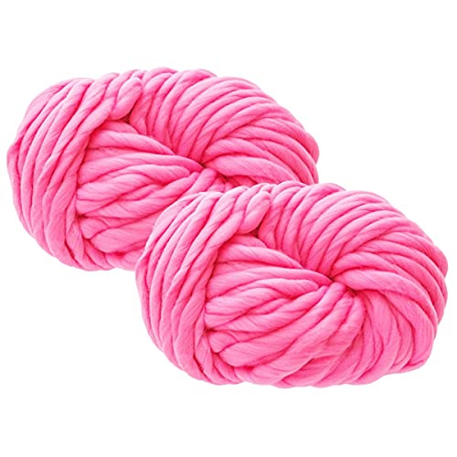 Maxee Sperrige Armstricken Wolle 500g (2 * 250 g), Bulky ArmStricken Wolle Roving, Grobe Isländische Wolle Core Yarn Garn, Grobstrick Weiches Wollgarn Decke Stricken für DIY Sofa Decke-Rosenrot-3 von Maxee