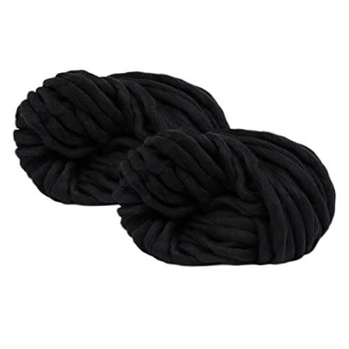 Maxee Sperrige Armstricken Wolle 500g (2 * 250 g), Roving Garn zum Handstricken Häkeln, Grobe Isländische Wolle, Grobstrick Weiches Wollgarn, Dicke Wolle Garn für Decke Stricken - (Schwarz) von Maxee