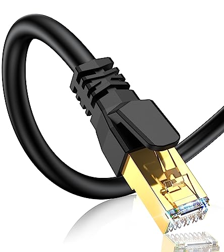 MAXGROUP Cat 8 LAN Kabel 0.5m, 40Gbps Netzwerkkabel Hochgeschwindigkeits 2000MHz S/FTP Ethernet Kabel POE Gigabit RJ45, Abgeschirmt in der Wand,für Router,Modem,Gaming, Schwarz von MAXGROUP