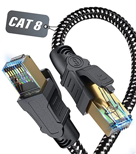 MAXGROUP Cat 8 LAN Kabel 4m, 40Gbps 2000MHz Netzwerkkabel S/FTP Ethernet Hochgeschwindigkeits Gigabit RJ45 Nylon Geflochtener Patchkabel mit Vergoldung, für PS5 PS4 Router Modem TV Switch Laptop von MAXGROUP