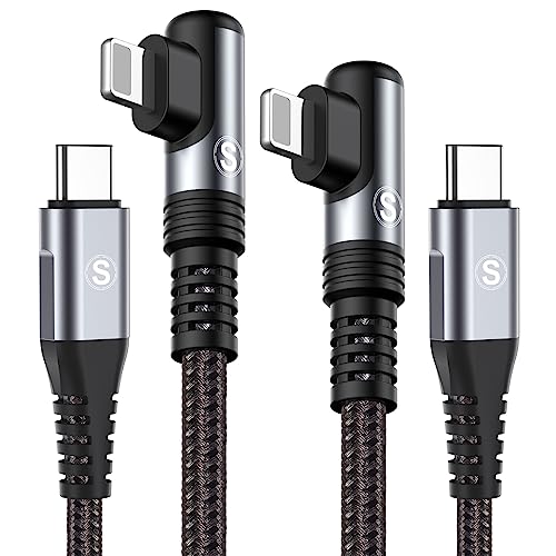 MAXGROUP USB C Ligtning Kabel [2Stück 1m], 90 Grad Winkel Ladekabel Nylon Kabel für i Phone14/13/11, XS, XS Max, XR, X, 8, 8 Plus, 7, 7 Plus, 6s, 6s Plus, 6, 6 Plus, SE, 5s,i pad Mini/Air/Pro von MAXGROUP