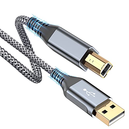 MAXGROUP USB Druckerkabel 3M, Scannerkabel USB 2.0 Typ B Kabel USB A auf USB B Druckerkabel PC Druckerkabel kompatibel mit HP, Dell, Canon, Epson, Lexmark, Xerox, Brother, Samsung, Pixma - Grey von MAXGROUP