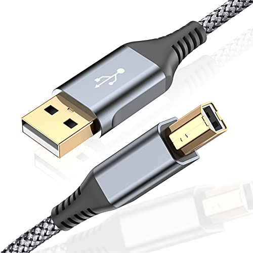 MAXGROUP USB Druckerkabel 5M, Scannerkabel USB 2.0 Typ B Kabel USB A auf USB B Druckerkabel PC Druckerkabel kompatibel mit HP, Dell, Canon, Epson, Lexmark, Xerox, Brother, Samsung, Pixma - Grey von MAXGROUP