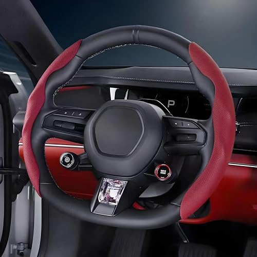 MAXIAOMA Auto Lenkradbezug Für BMW Z3 E36/8 (1997-2002), Atmungsaktiv Mikrofaser Leder Auto Lenkradschoner Lenkradhülle 37-38 cm für Sommer & Winter, Type D-Red von MAXIAOMA