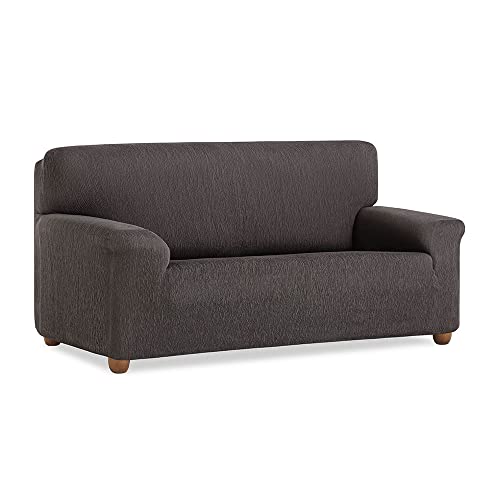 Maxifundas Sofabezug Vega 1-Sitzer, elastisch, Anthrazit, rutschfest, Jacquard-Stoff, extra weich, Bänder hinten, perfekte Passform von MAXIFUNDAS FUNDAS DE SOFA & CHAISE LONGUE
