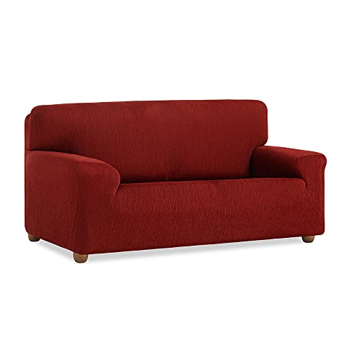 Maxifundas – Sofabezug Vega für 1-Sitzer, elastisch, rot, rutschfest, Jacquard-Stoff, extra weich, mit Bändern von MAXIFUNDAS FUNDAS DE SOFA & CHAISE LONGUE