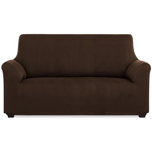 MAXIFUNDAS Elastischer Sofabezug für 2-Sitzer, Braun, extra weich, rutschfest und elastisch, Modell Inca von MAXIFUNDAS FUNDAS DE SOFA & CHAISE LONGUE